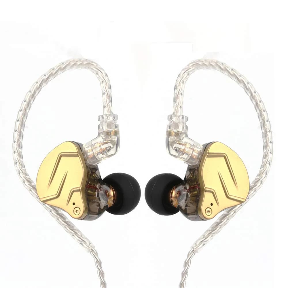 Linsoul KZ ZSN PRO X Hybrid Wired Earbuds with Mic, 10mm Dynamic + 1BA Drivers, 25 Ohm, 112dB/mW, 7-40kHz, 1.2m Cable, Gold