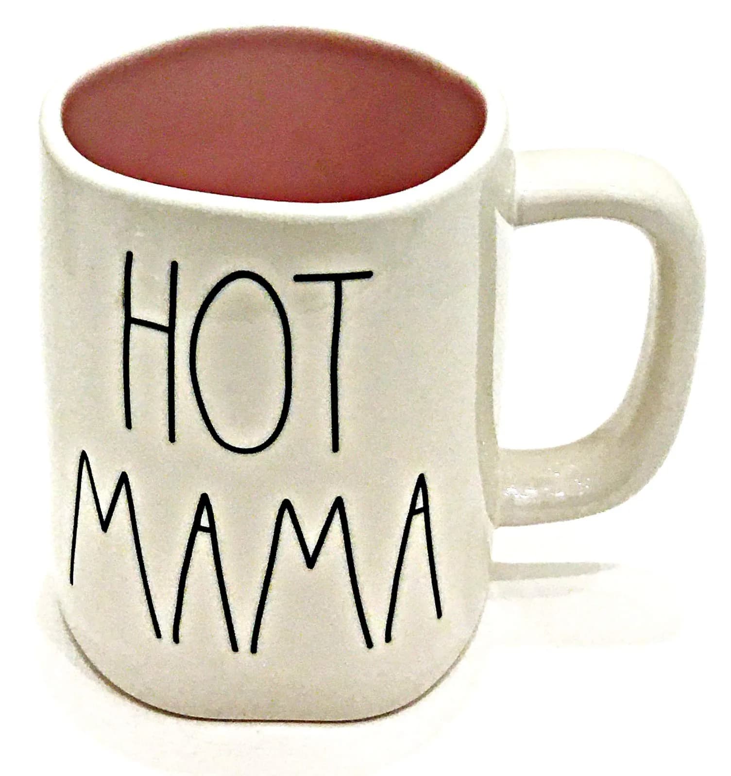 Rae Dunn by Magenta Ceramic Mug for Coffee Tea Latte | HOT MAMA with PINK Interior - main product image