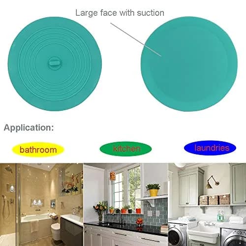 V-TOP Tub Stopper 2 Pack, 6 inches Large Silicone Drain Plug for Kitchen Bathroom Laundry thumbnail 7