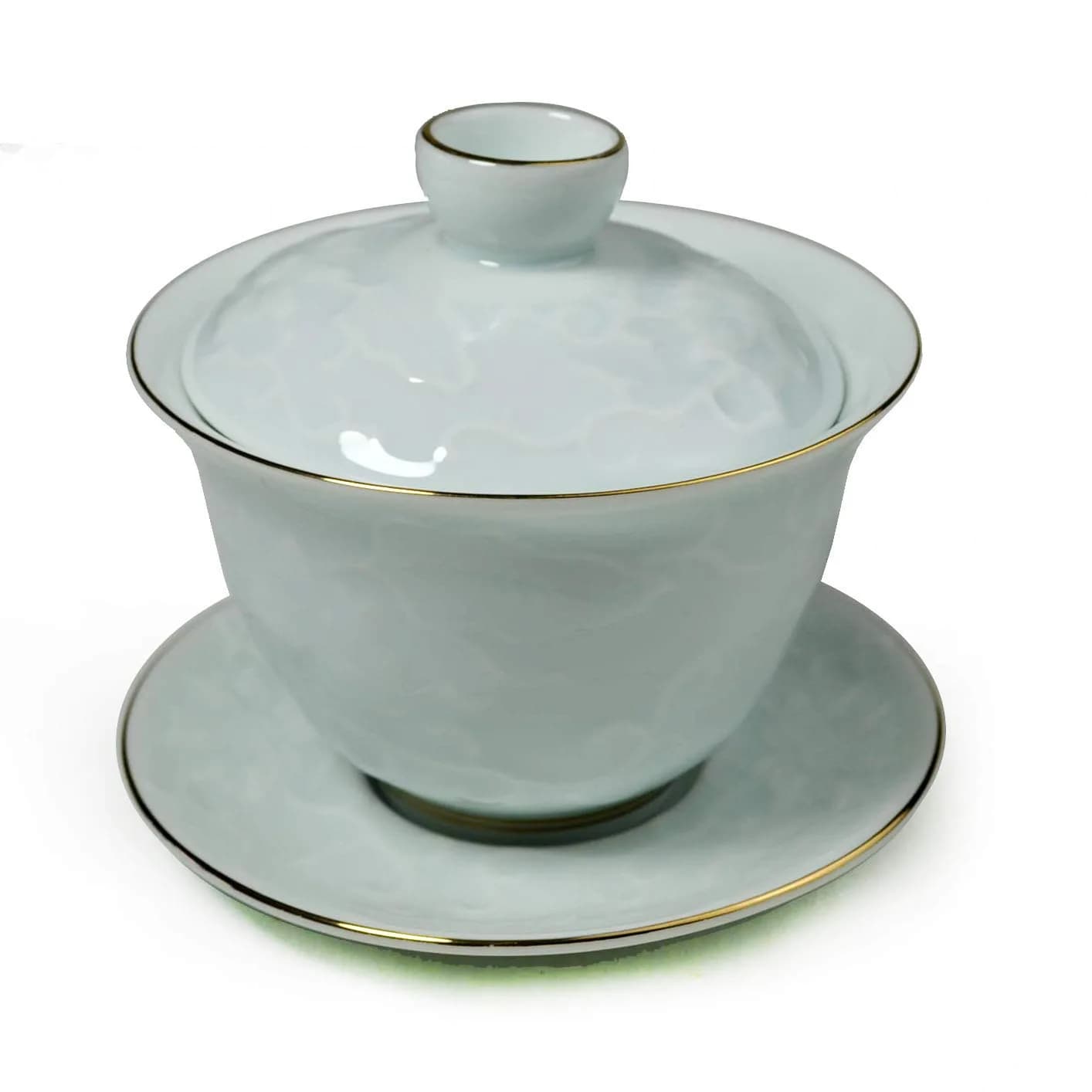 YXHUPOT Gaiwan Chinese Sancai 6oz Tea Set with Gold Wire Porcelain | Traditional Chinese Tea Ceremony - main product image