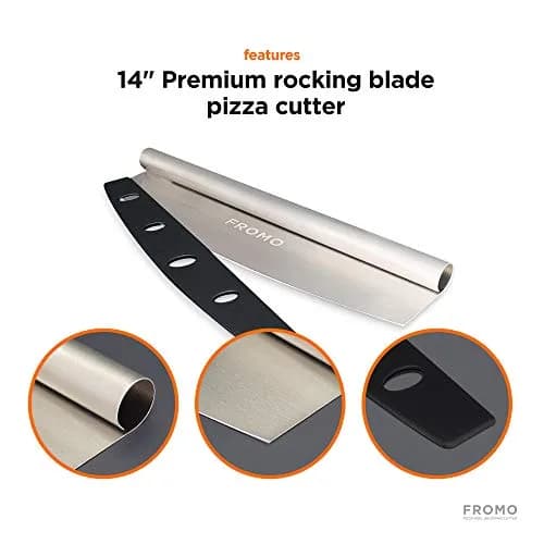 FROMO Premium Aluminum Pizza Peel Set with Foldable Wood Handle & 14" Rocker Cutter | 35.5cm x 30.5cm (14" x 12") thumbnail 4