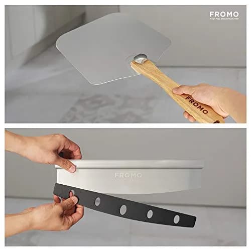 FROMO Premium Aluminum Pizza Peel Set with Foldable Wood Handle & 14" Rocker Cutter | 35.5cm x 30.5cm (14" x 12") thumbnail 6