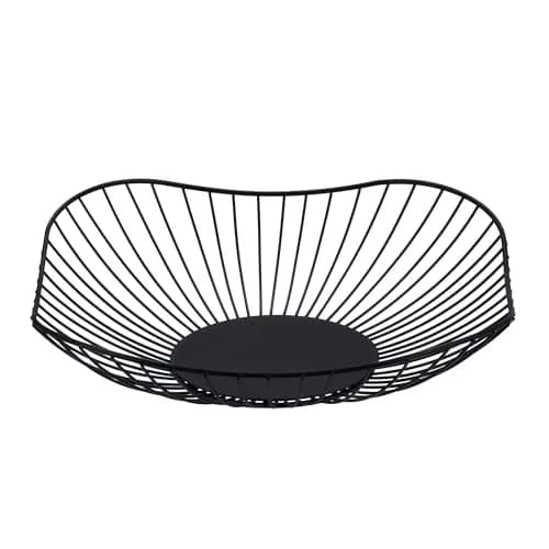 IBWell Short Curved-Edge Modern Creative Stylish Single Tier Dish, 10.9" (27.99cm) Square Metal Fruit Basket | Elegant Kitchen Decor thumbnail 1