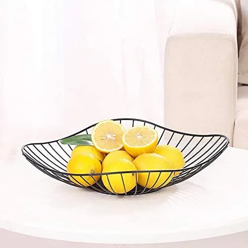 IBWell Short Curved-Edge Modern Creative Stylish Single Tier Dish, 10.9" (27.99cm) Square Metal Fruit Basket | Elegant Kitchen Decor thumbnail 4