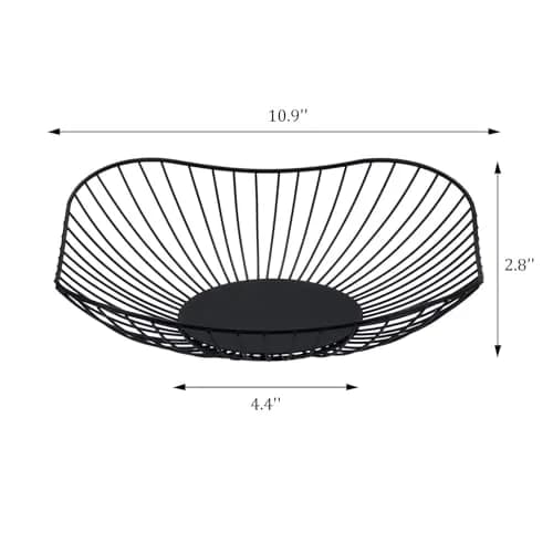 IBWell Short Curved-Edge Modern Creative Stylish Single Tier Dish, 10.9" (27.99cm) Square Metal Fruit Basket | Elegant Kitchen Decor thumbnail 2