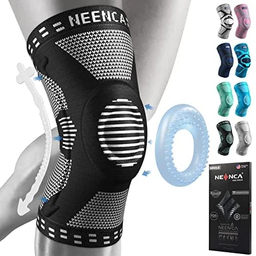 NEENCA Knee Brace for Knee Pain Relief, Compression Knee Sleeves with Patella Gel Pad & Side Stabilizers, Medical Grade Support for Weightlifting, Running, Arthritis, Meniscus Tear (Medium, Black) thumbnail 1