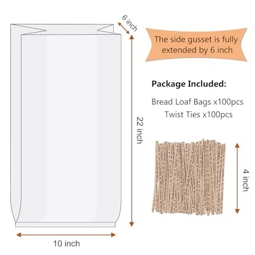 Morepack Plastic Bread Bags 22x6x10 in 100 Pcs | Keep Bread Fresh & Longer thumbnail 2