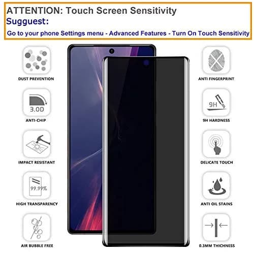 YWXTW Red 2 Pack Privacy Screen Protector for Samsung Galaxy Note 20 Ultra | Anti-Spy Black Tempered Glass thumbnail 5