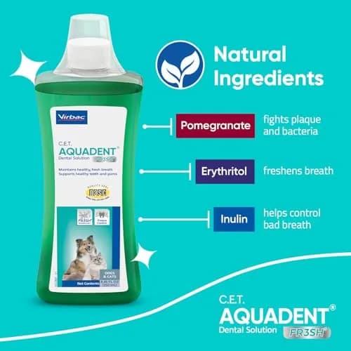 Virbac C.E.T. Aquadent Fr3sh Dental Solution for Dogs & Cats, 250 ml | Natural ingredients for fresh breath thumbnail 4