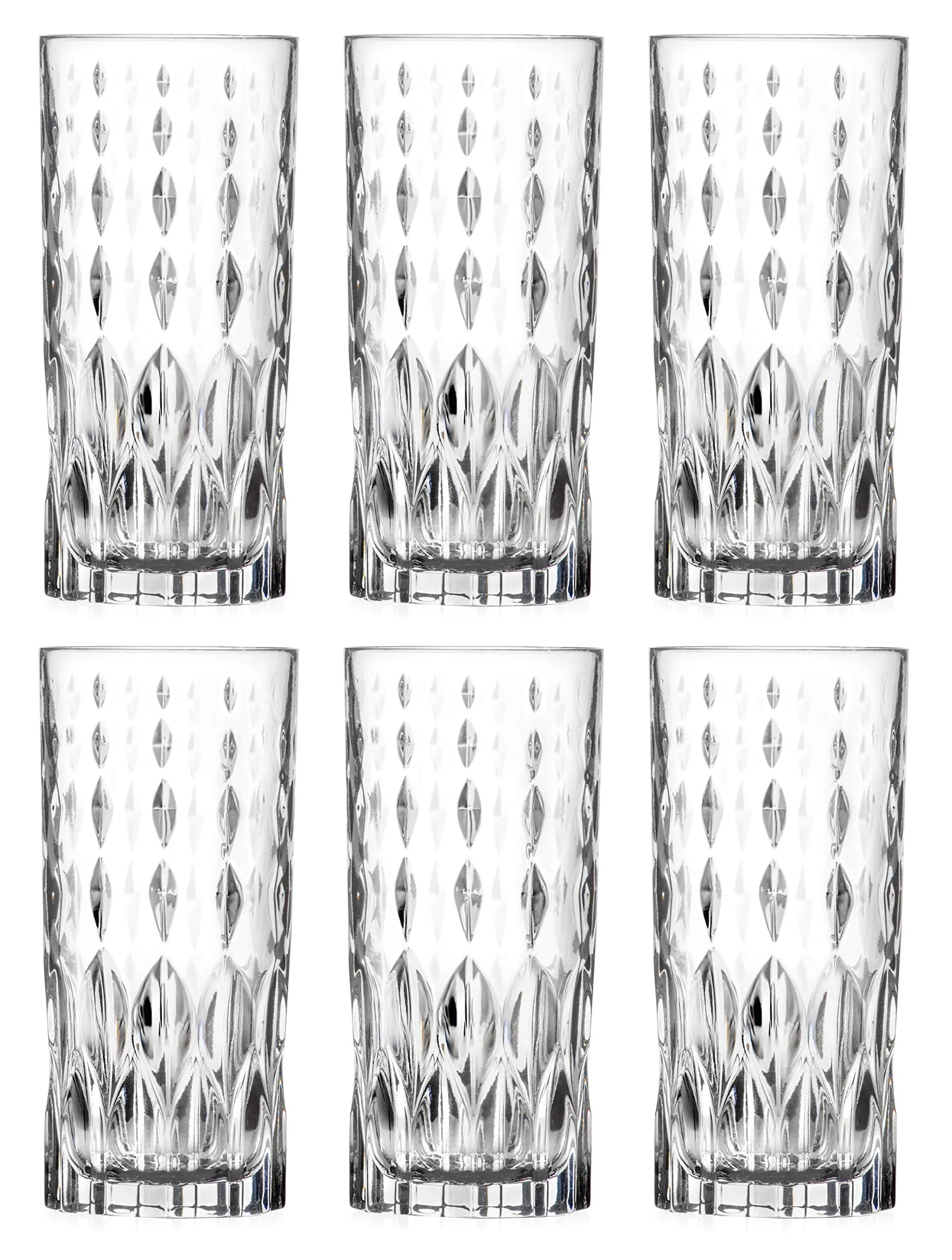Barski Highball Glasses Set of 6 Crystal-Like Glass 355ml (12 oz) | European Crafted Drinking Tumblers - main product image