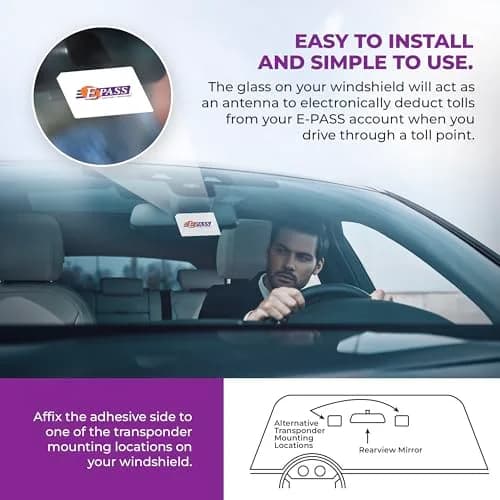E-PASS Electronic Toll Sticker; Works on Toll Roads in FL, GA & NC | Universal Fit thumbnail 3