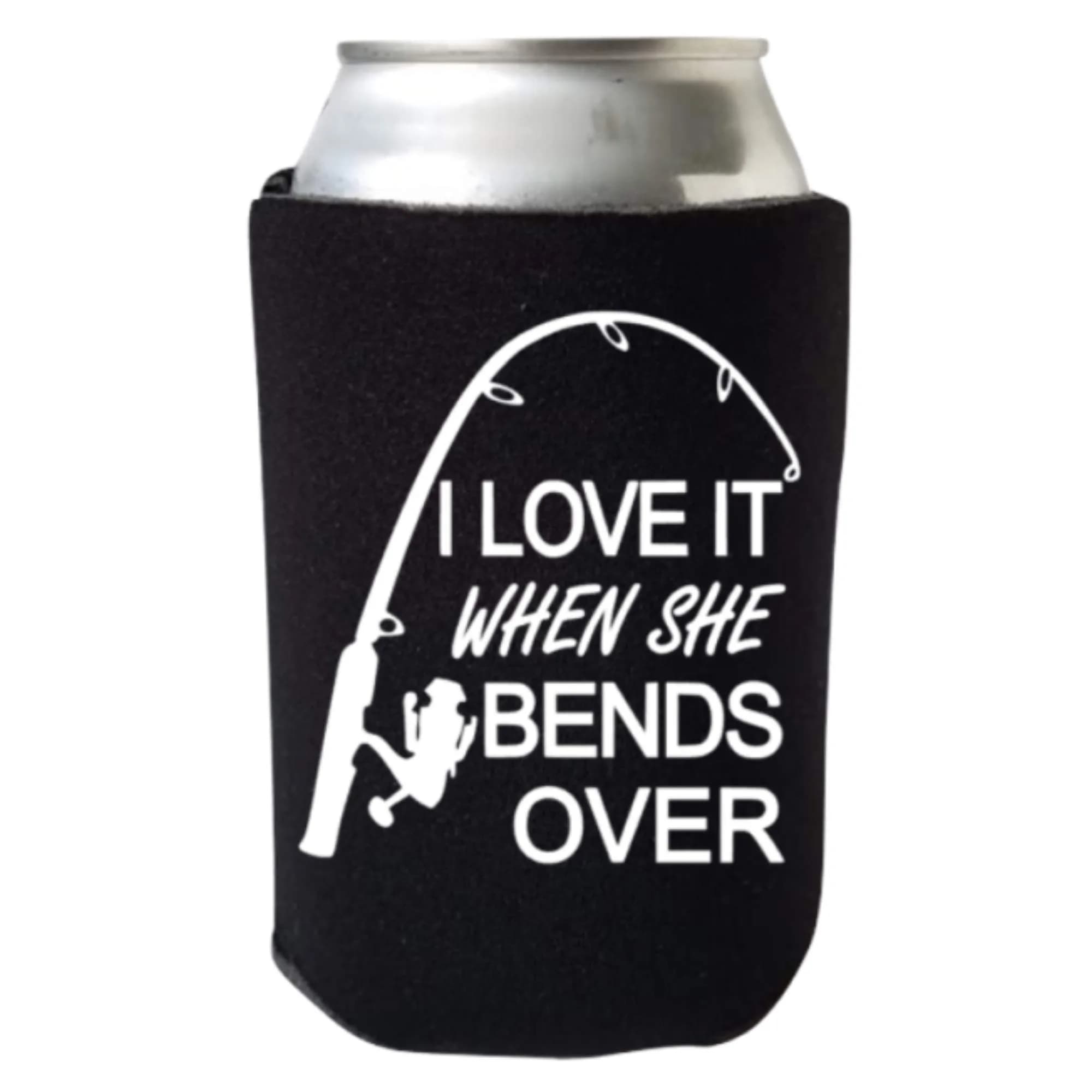 Capital City Commerce Can Cooler 355ml | Funny Fishing Design, Collapsible & Waterproof (Black) - main product image