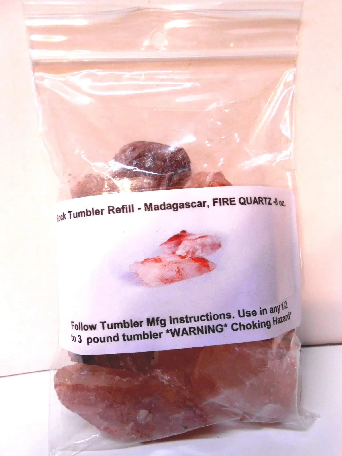 Rockhound's 1st Choice Natural Fire Quartz 8 oz | Madagascar Gem Refill Kit for Beginners - main product image