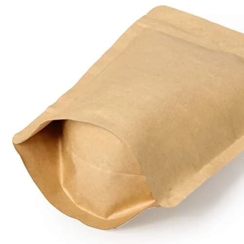 Merryseason Natural Kraft Paper Food Storage Bag 16 oz | High Barrier with Valve & Resealable Zipper (454-500 g, Pack of 100) thumbnail 4