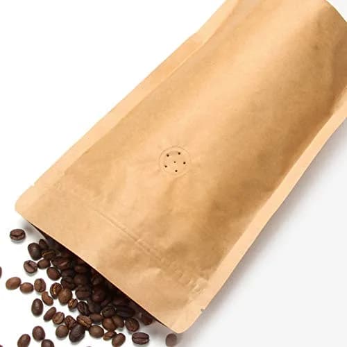 Merryseason Natural Kraft Paper Food Storage Bag 16 oz | High Barrier with Valve & Resealable Zipper (454-500 g, Pack of 100) thumbnail 3