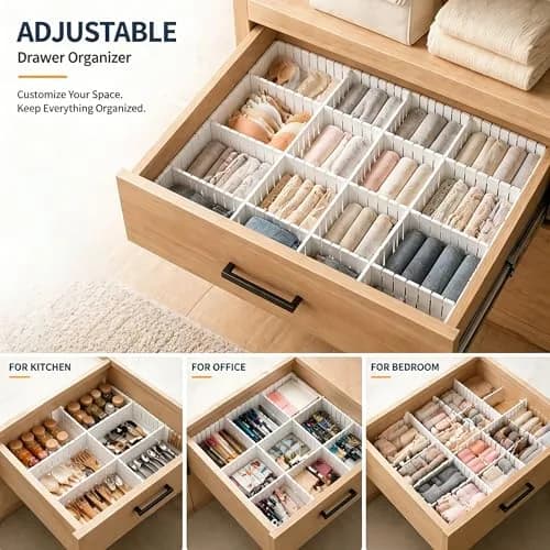 Bofoho Adjustable Drawer Dividers 8 Pack | Cut-to-Fit Plastic Organizers for Kitchen & Closet thumbnail 7