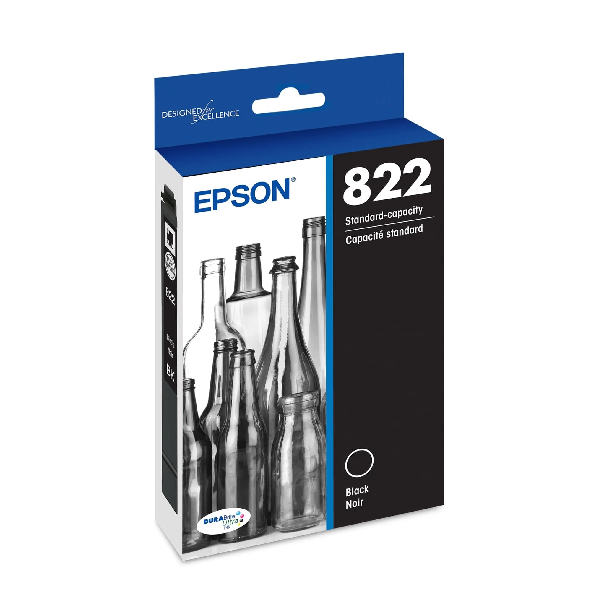Epson 822 Genuine Standard Capacity Black Ink Cartridge T822120 | Page Yield 260 Pages
