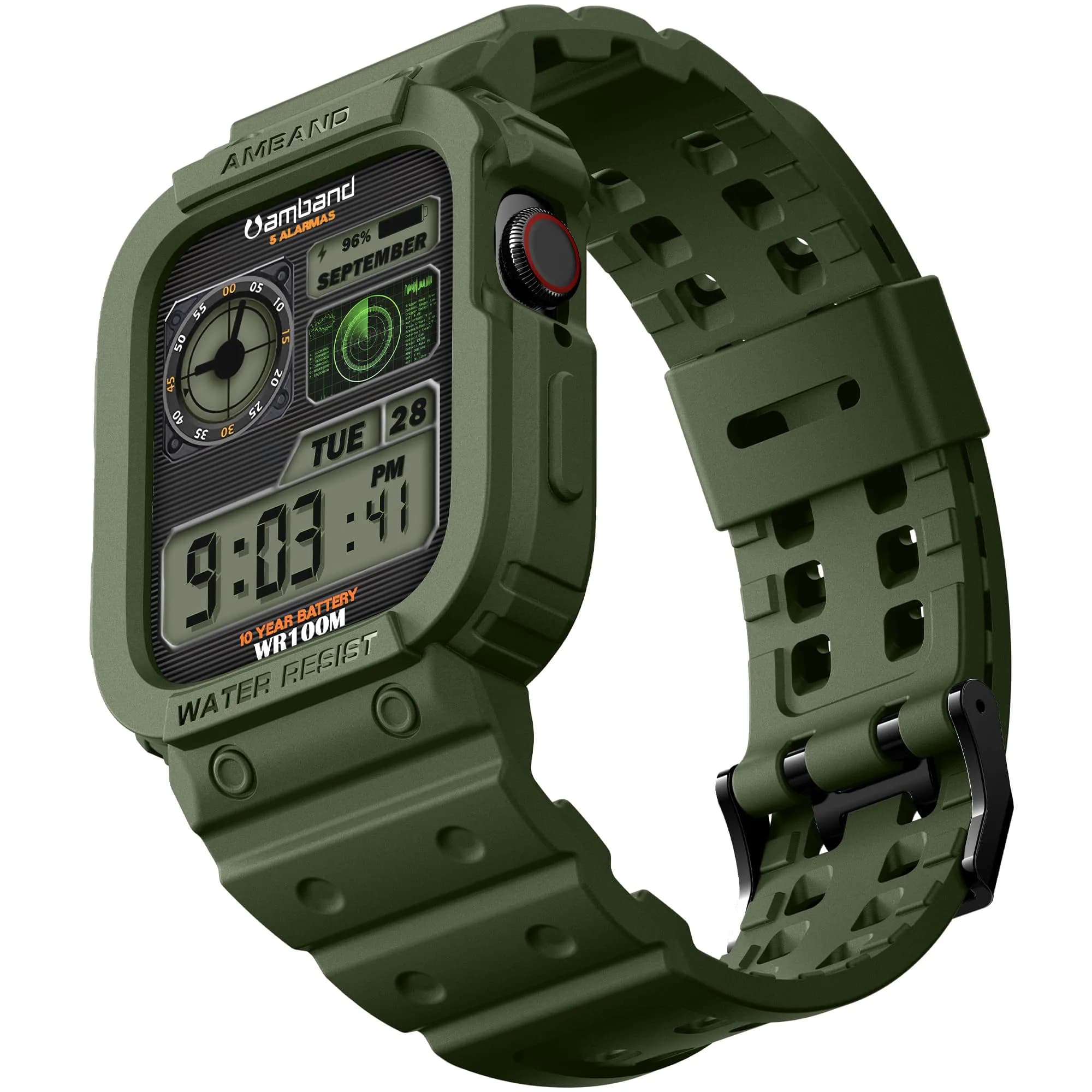 amBand Compatible with Apple Watch 42/44/45mm | Rugged Military Shockproof Band for iWatch Series 1-9 & SE
