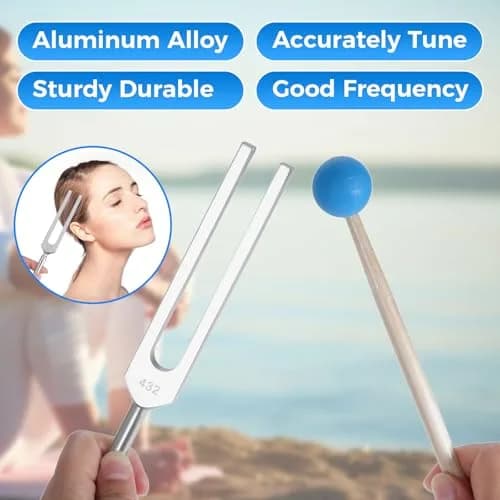 DRELD 432 Hz Tuning Fork for Healing, Relaxing, Meditation, Chakra Strengthening | Alloy & Silicone thumbnail 4