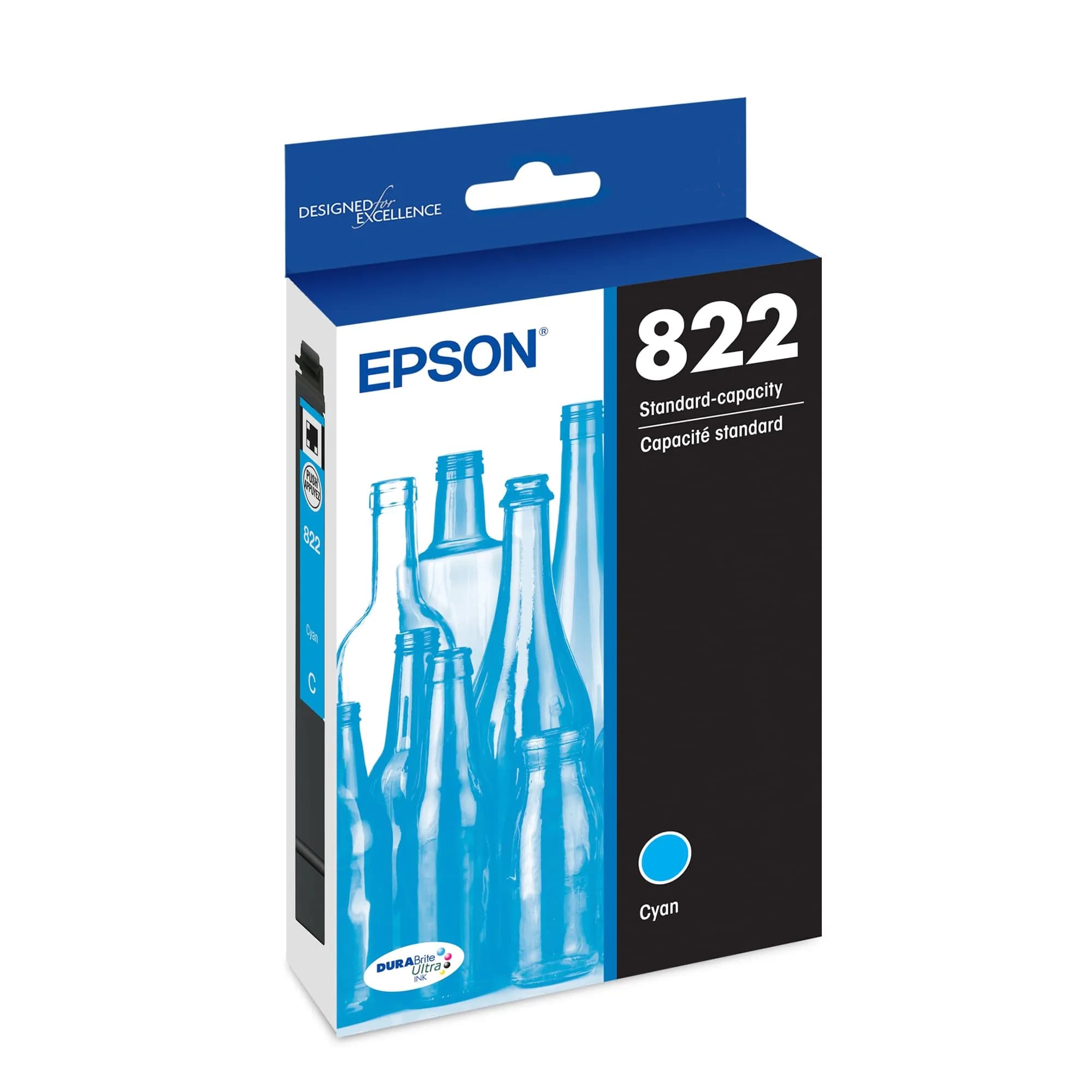 Epson 822 Genuine Ink Magenta Cartridge | Fast-Drying Pigment Ink for High-Speed Printing — Cyan / Standard Yield