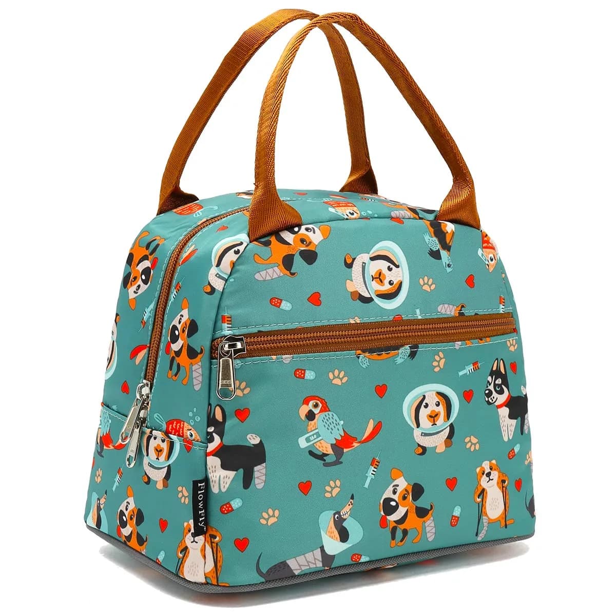 FlowFly Insulated Lunch Cooler Bag - Tote Bag Organizer for Women/Men, Dog | Water Resistant, Freezer Safe, 9.1”L×6.1”W×12.3”H - main product image
