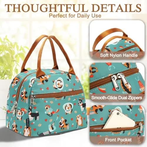 FlowFly Insulated Lunch Cooler Bag - Tote Bag Organizer for Women/Men, Dog | Water Resistant, Freezer Safe, 9.1”L×6.1”W×12.3”H thumbnail 5