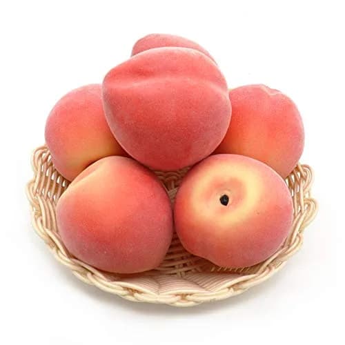 Mefier Home 6pcs Artificial Peaches Fake Peaches Vivid Pink Foam Fruit Decorations | 8 cm (3.15 in) Height thumbnail 5