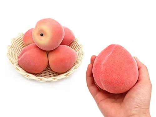 Mefier Home 6pcs Artificial Peaches Fake Peaches Vivid Pink Foam Fruit Decorations | 8 cm (3.15 in) Height thumbnail 3