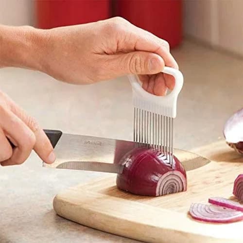 UpTuoLi 2Pcs Onion Holder Slicer, Stainless Steel | Versatile Kitchen Tool for Easy Slicing thumbnail 6