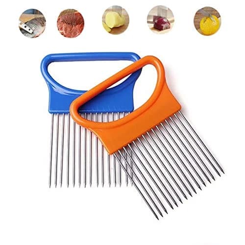 UpTuoLi 2Pcs Onion Holder Slicer, Stainless Steel | Versatile Kitchen Tool for Easy Slicing thumbnail 8