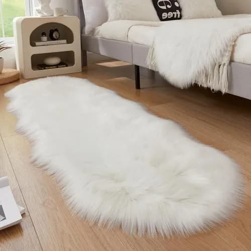 EasyJoy Sheepskin Faux Fur Area Rug 2 x 6 ft | Ultra Soft Fluffy Sheepskin for Bedroom & Living Room thumbnail 2