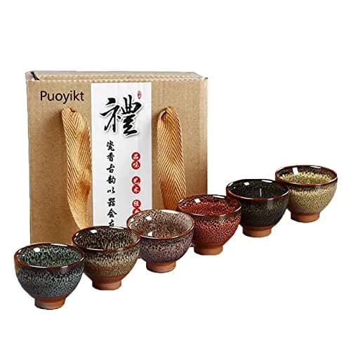 Puoyikt 6pc Ceramic Kung Fu Tea Set | 2.1oz Capacity, 6 Colors, Elegant & Durable thumbnail 1