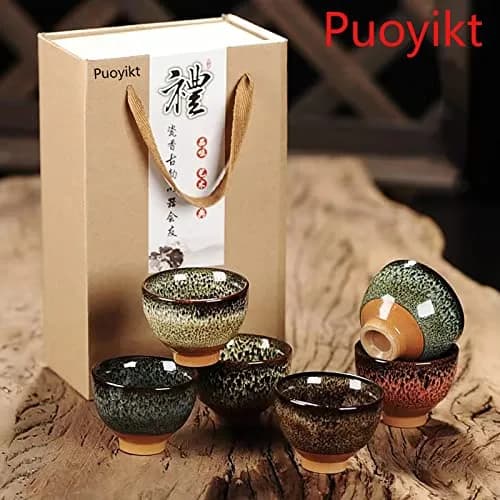 Puoyikt 6pc Ceramic Kung Fu Tea Set | 2.1oz Capacity, 6 Colors, Elegant & Durable thumbnail 2