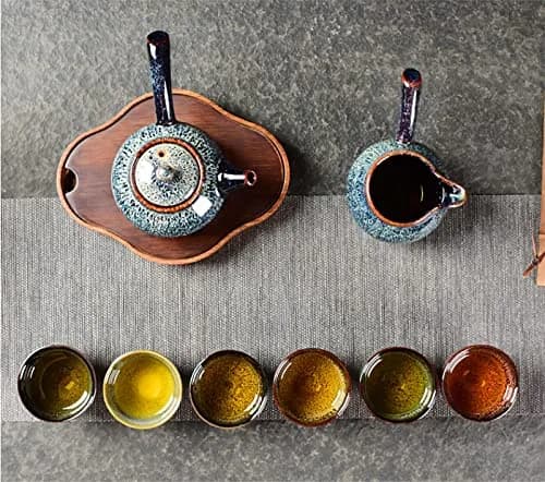 Puoyikt 6pc Ceramic Kung Fu Tea Set | 2.1oz Capacity, 6 Colors, Elegant & Durable thumbnail 4
