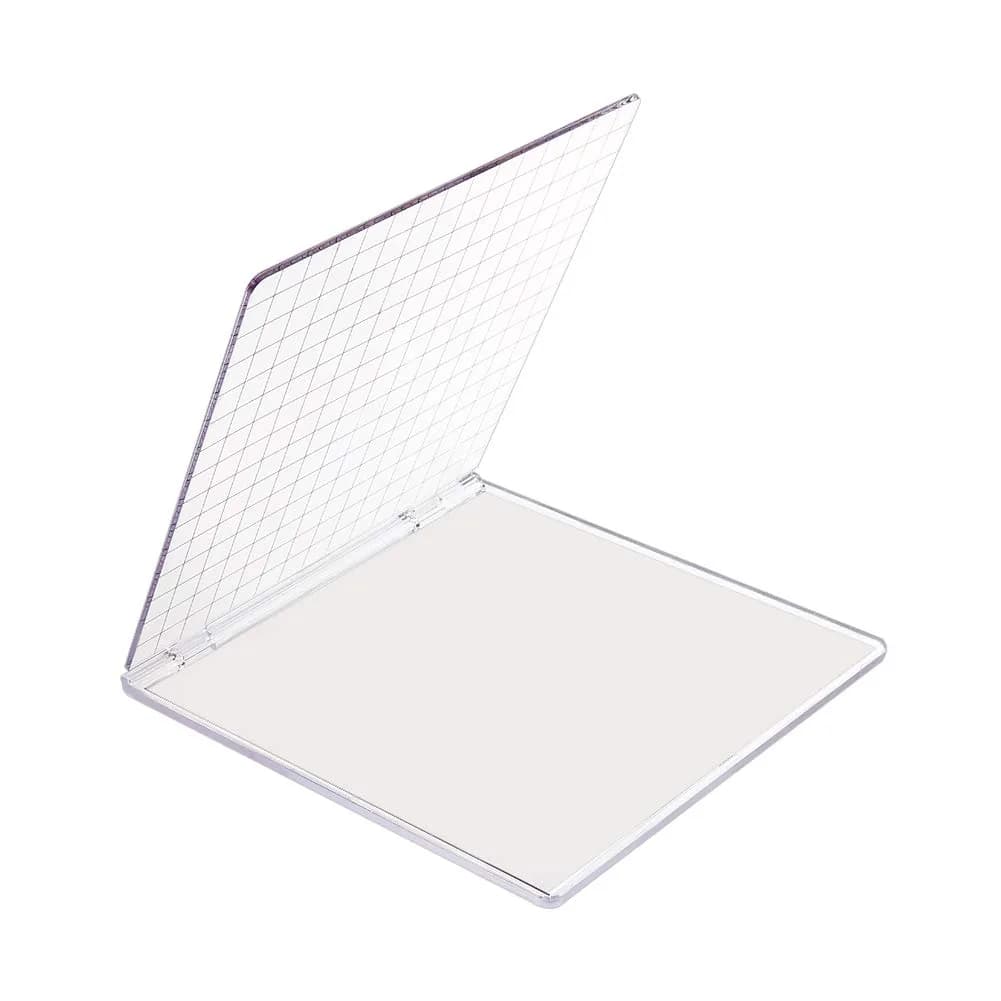 PH PandaHall Acrylic Stamp Block for Card Making | 15.1x15.7cm Clear Stamping Platform with Grid Lines - main product image