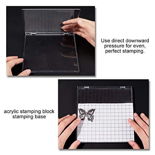 PH PandaHall Acrylic Stamp Block for Card Making | 15.1x15.7cm Clear Stamping Platform with Grid Lines thumbnail 7