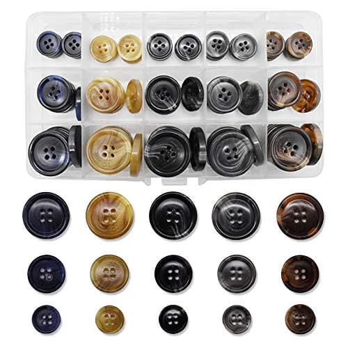 Renashed Faux Buffalo Horn Resin Buttons 15mm, 20mm, 25mm | 90-Piece Set for Suits & Coats thumbnail 1