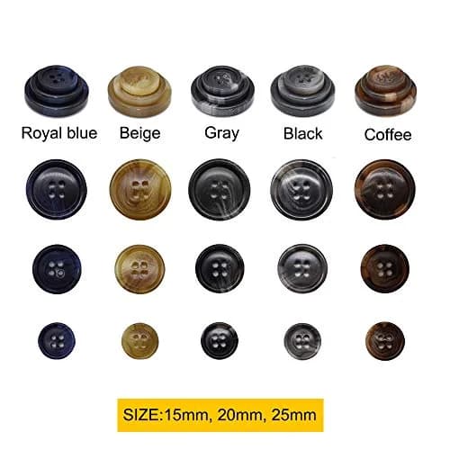 Renashed Faux Buffalo Horn Resin Buttons 15mm, 20mm, 25mm | 90-Piece Set for Suits & Coats thumbnail 2