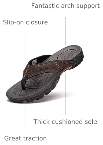 GUBARUN Flip Flops for Men Thong Sandals Lightweight Shoes for Outdoor and Indoor (Brown 16) | Comfortable & Durable thumbnail 3