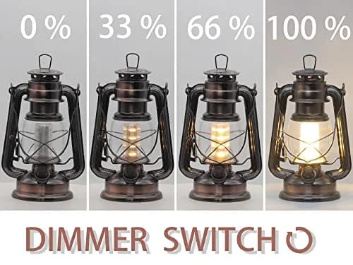 YAKii LED Vintage Lantern Metal Hanging Hurricane 34.29cm (13.5") | Dimmable Warm White Light for Power Outages & Camping thumbnail 4