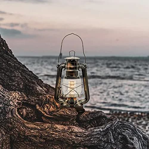 YAKii LED Vintage Lantern Metal Hanging Hurricane 34.29cm (13.5") | Dimmable Warm White Light for Power Outages & Camping thumbnail 5