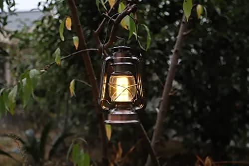 YAKii LED Vintage Lantern Metal Hanging Hurricane 34.29cm (13.5") | Dimmable Warm White Light for Power Outages & Camping thumbnail 7