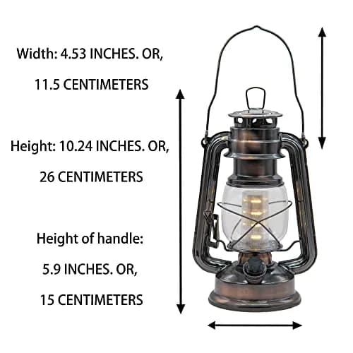 YAKii LED Vintage Lantern Metal Hanging Hurricane 34.29cm (13.5") | Dimmable Warm White Light for Power Outages & Camping thumbnail 2