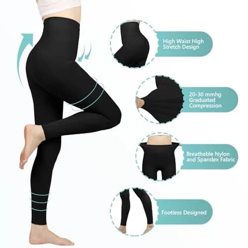 Laubawck Medical Compression Pantyhose for Women, 20-30 mmHg Graduated Support Tights (3X-Large, Black) | OTC OTC thumbnail 6