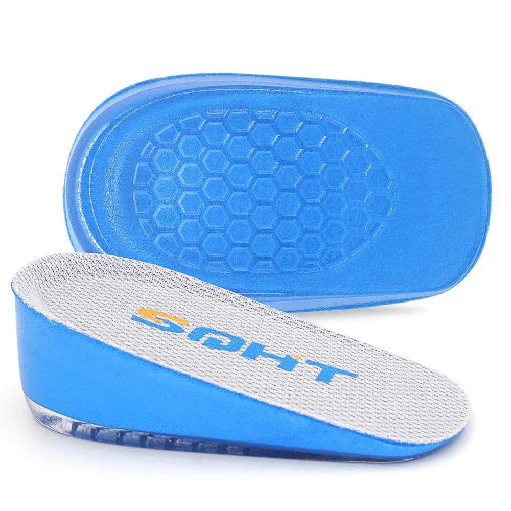 SQHT Height Increase Gel Heel Shoe Lift Inserts 2.54 cm (1 Inch) | Doctor Recommended for Foot Pain — Blue&beige / Small-1.4 Inch