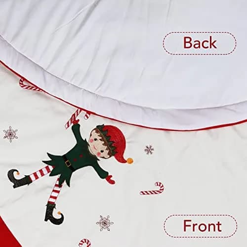 Zpiio Tree Skirt 48 inch | Rustic Embroidered Elf Design, Soft Padding, Large Size for Christmas Tree thumbnail 4