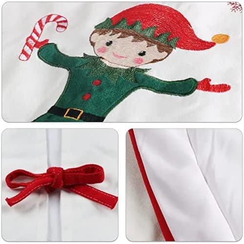 Zpiio Tree Skirt 48 inch | Rustic Embroidered Elf Design, Soft Padding, Large Size for Christmas Tree thumbnail 7