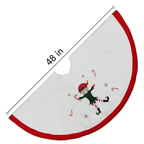 Zpiio Tree Skirt 48 inch | Rustic Embroidered Elf Design, Soft Padding, Large Size for Christmas Tree thumbnail 3