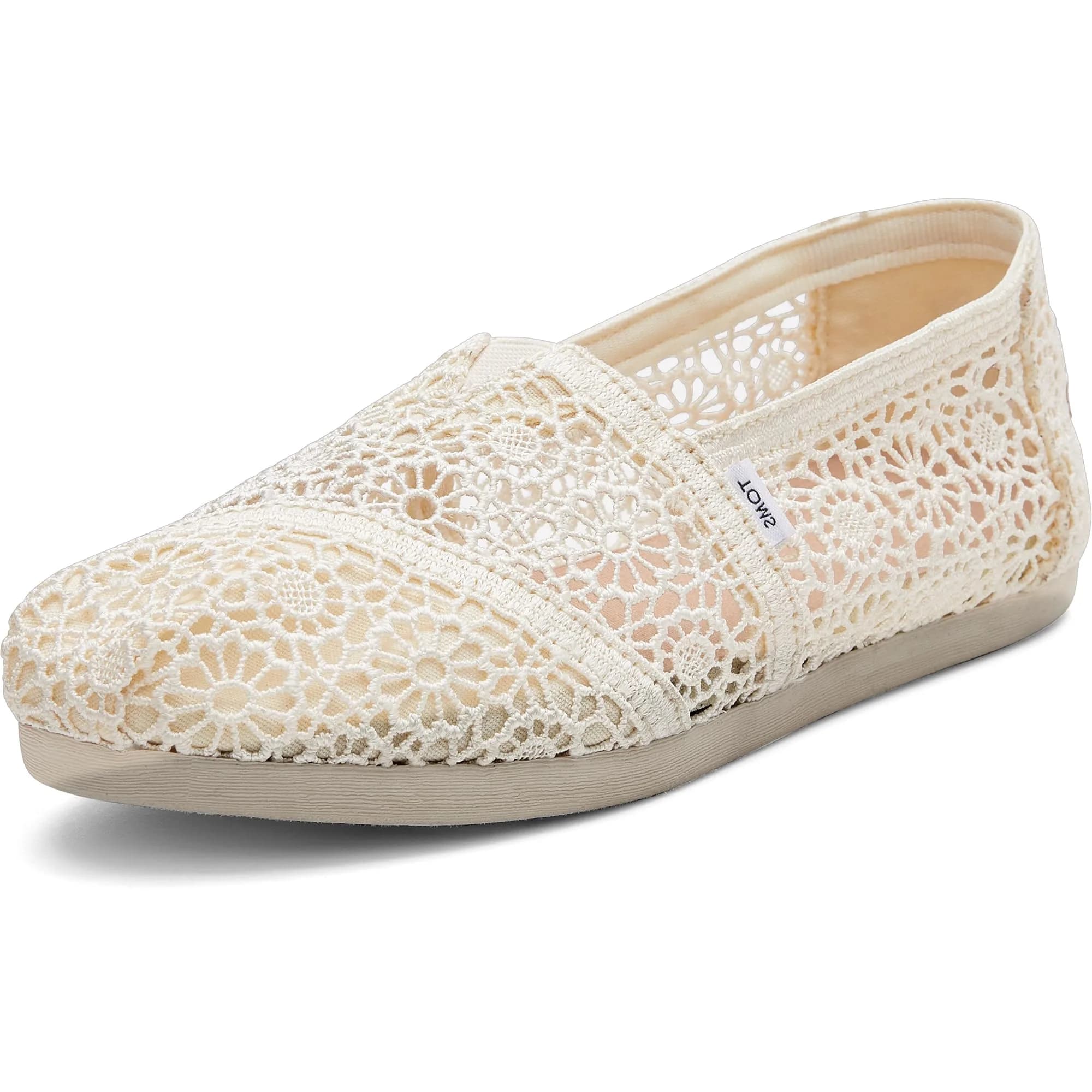 TOMS Womens Alpargata Slip-On Shoes Size 12 B(M) US | Casual Comfort with Ethylene Vinyl Acetate Insole — Natural Moroccan Crochet
