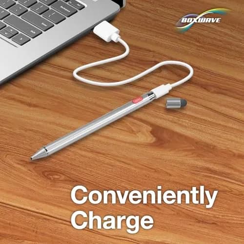 BoxWave AccuPoint Active Stylus for Lenovo ThinkPad X13 | Ultra-Fine 2mm Tip, 12H Battery, Metallic Silver thumbnail 7